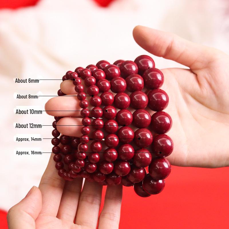 Authentic High-Content Cinnabar Bracelet with Purple Gold Sand Crystals, Supports Re-Inspection