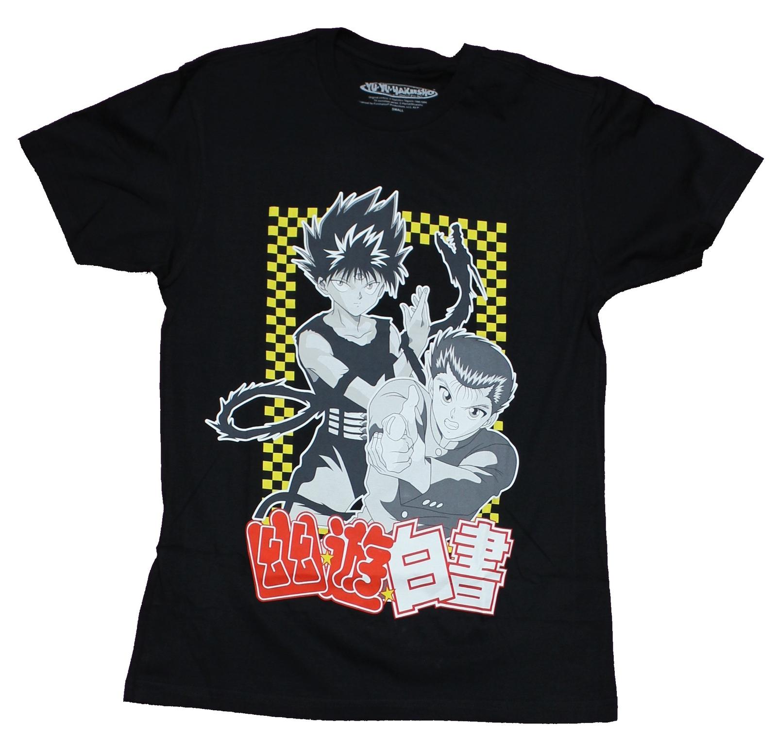 Yu Yu Hakusho Adult New T-Shirt - Attacking Group Over Checkerboard Design XXXL