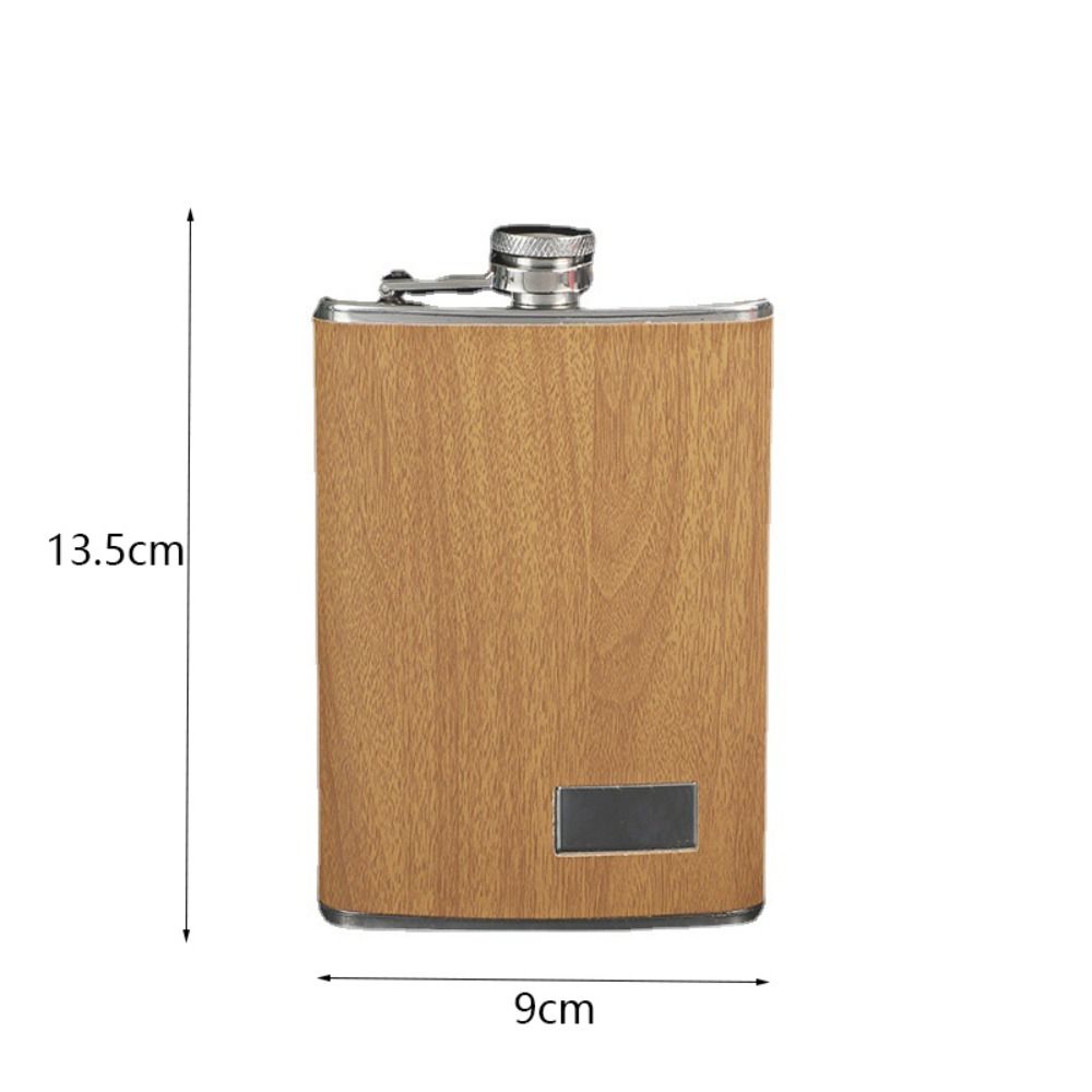 with Wine Cup and Funnel Wine Flagon Stainless Steel Wine Bottle Wood Grain Hip Flask Set  Outdoor