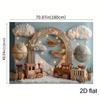 2D Flat Neutral Adventure Theme Backdrop Train Plane Travel Kids Photo Background