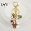 Elk Key Accessory Christmas Santa Oil Dripping Keychain, Enamel Snowman Reindeer Keychain Tree Keyring Pendant, Handbags Backpacks Purse Charm Metal