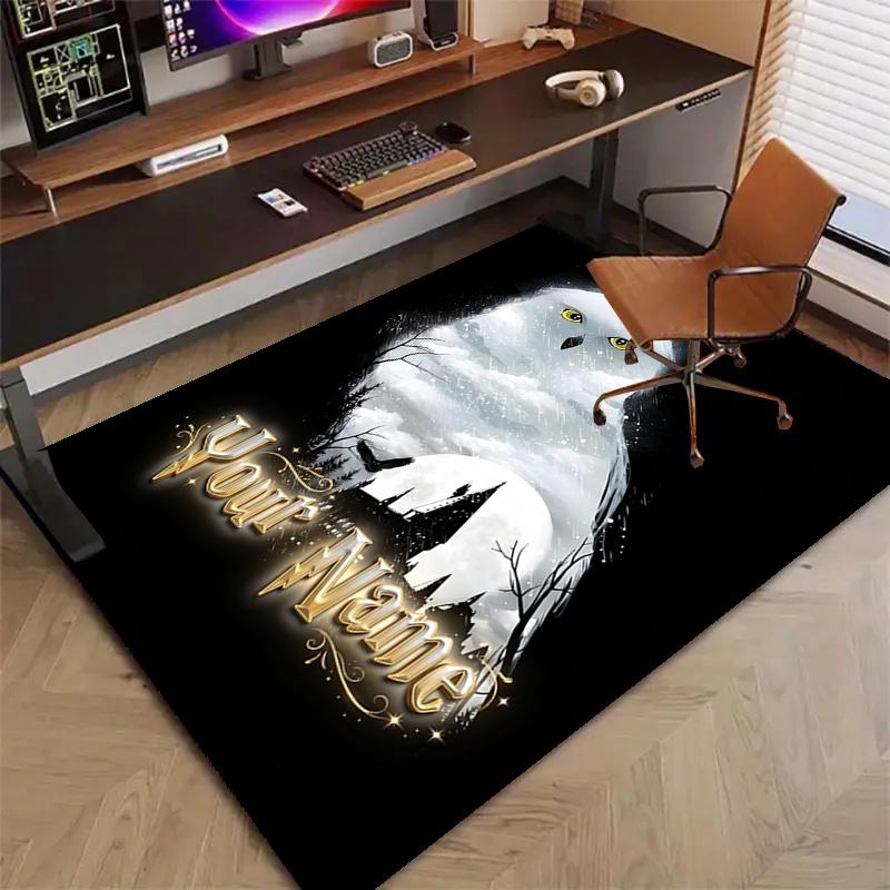 Hogwarts Design Area Rug Personalized Name- Non-Slip, Soft & Cozy Floor Mat for Living Room, Office - Indoor/Outdoor Carpet