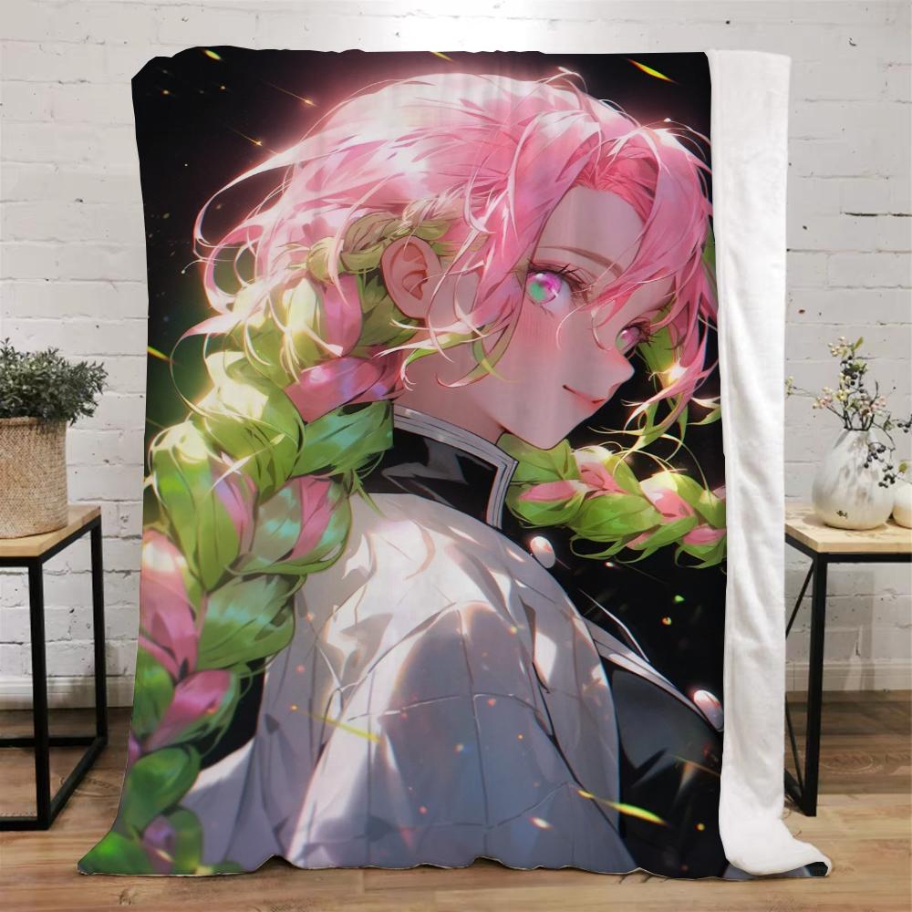 Demon Slayer-Kanroji Mitsuri Warm Winter Blankets for Sofa Cover Blanket Beach Towel Luxury Bedding Fluffy Plaid Bed Throw Knee