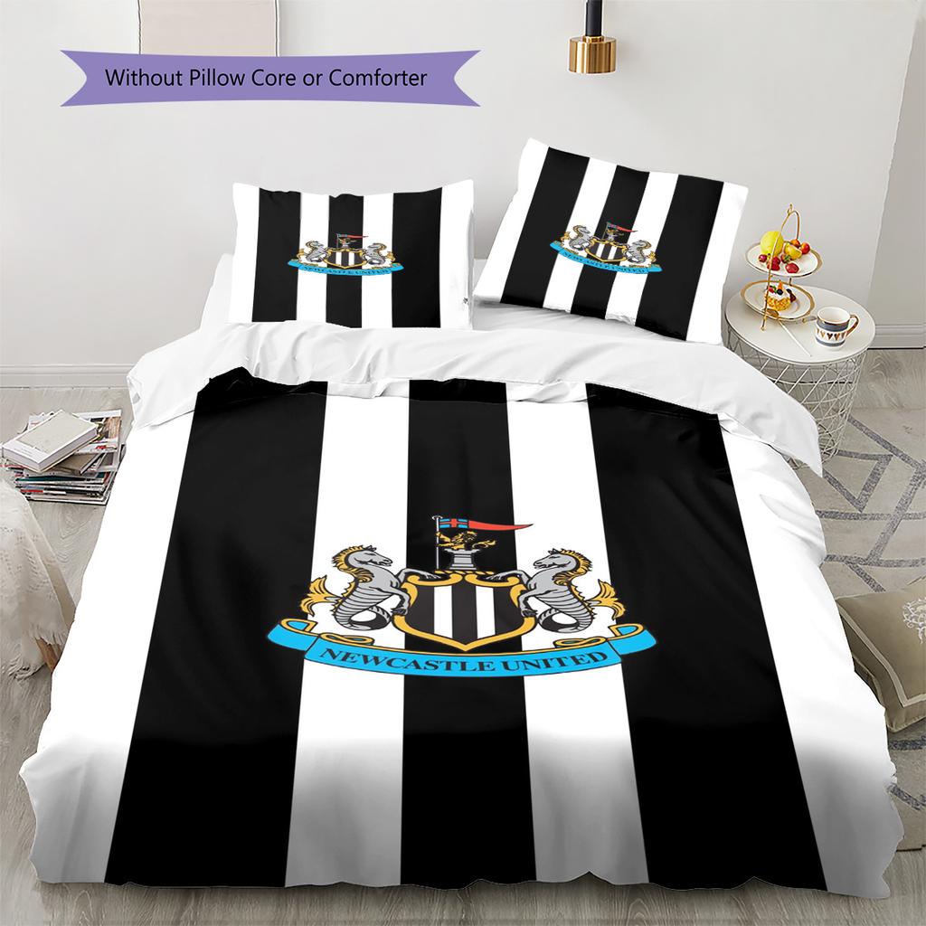 Newcastle United Patronen Beddengoed Set Dekbedovertrek Kussensloop Woondecoratie Cadeau (1 dekbedovertrek + 2 kussenslopen, zonder binnenkussen)