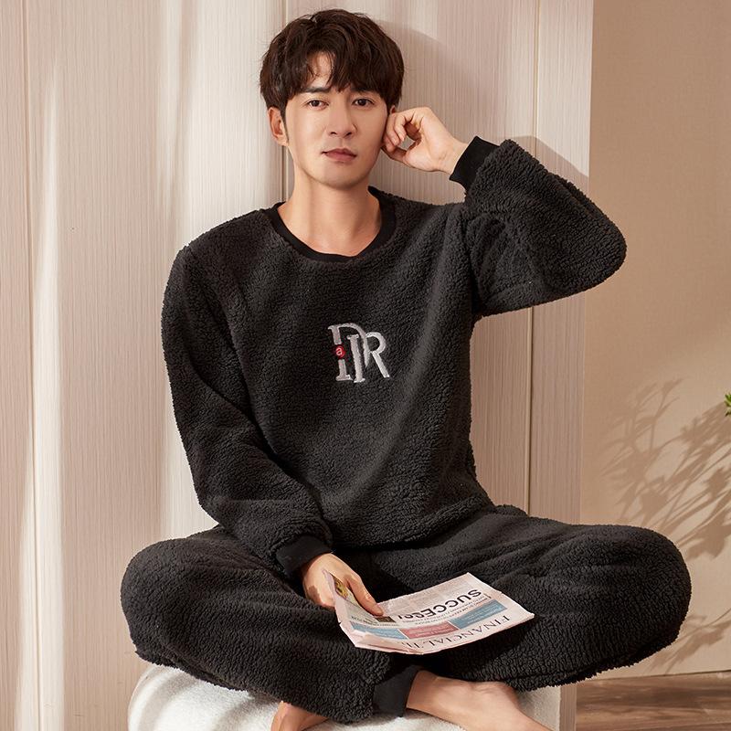 

Комплект из 2 предметов, мужская зимняя теплая пижама, фланелевый топ с длинными рукавами и брюки, домашняя одежда для мальчиков, пижамы, мужская пижама XXXL for 85-100kg