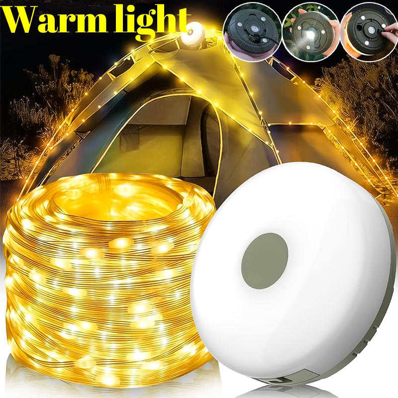 16/8m LED Camping Lamp Strip Outdoor Waterproof Garden Tent Atmosphere Light Belt Color Warm Lights Strips Party Decor Lighting Warm light