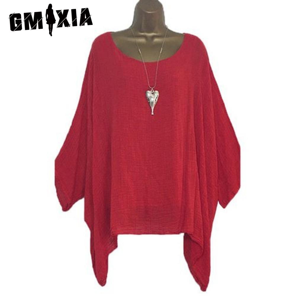

GMXIA Женская Мода Повседневные Однотонные Блузки и Рубашки с Принтом с Круглым Вырезом XXXXXL красный