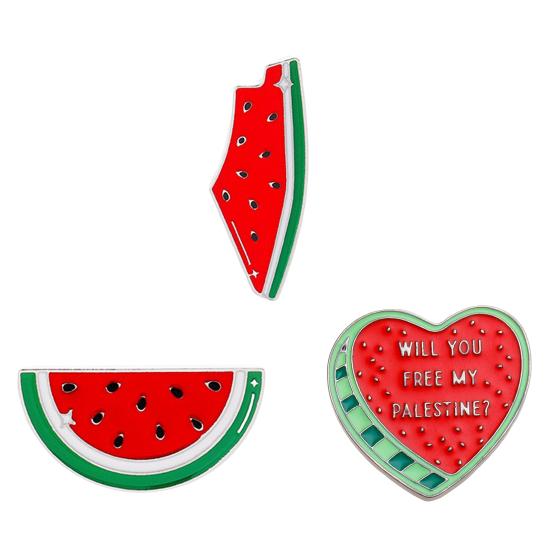 Brooch Pin Lightweight Zinc Alloy Watermelon Shape Badge Smooth Surface Lasers Cut Design Pin Lapel Accessory