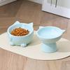 Cute Cat Ear Shaped Ceramic Cat Bowl, Elevated Neck Protect Feeding Dish, Multi-color Easy Clean Pet Food Water Bowl for Cats