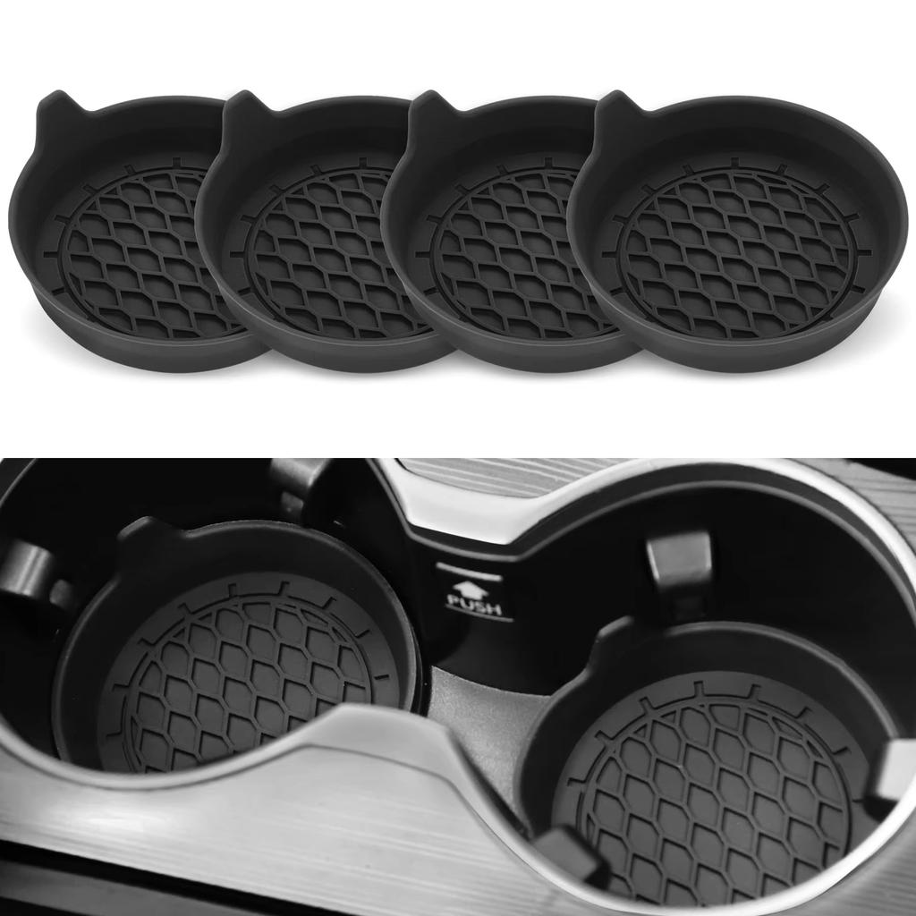 2pcs Black Car Auto Cup Holder Anti Slip Insert Coasters Pads Interior Accessories For Most Cups