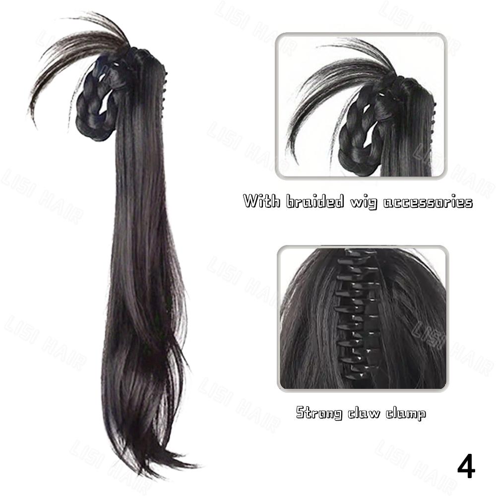 

LISI HAIR Синтетические длинные волнистые коготь с плетеным хвостом, аксессуары для парика, парик для женщин, повседневного использования 45cm