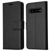 Galaxy S10 Plus Nahast Rahakottümbris, Klappkaitsümbris Kaardipesa, Jalatugi ja Randmepaelaga - Must