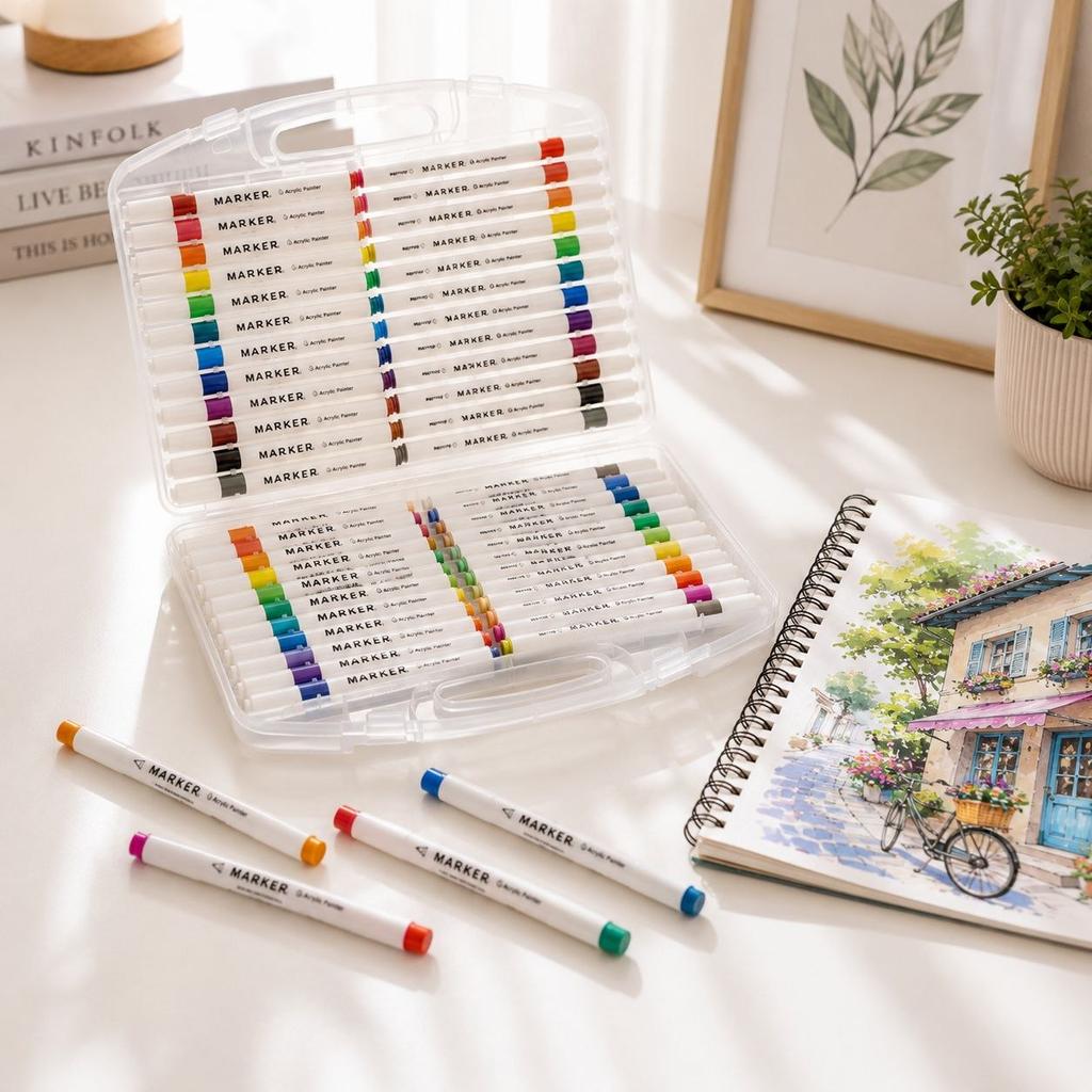 Acrylmarker 48 Stück im Koffer Zeichenmarker-Set