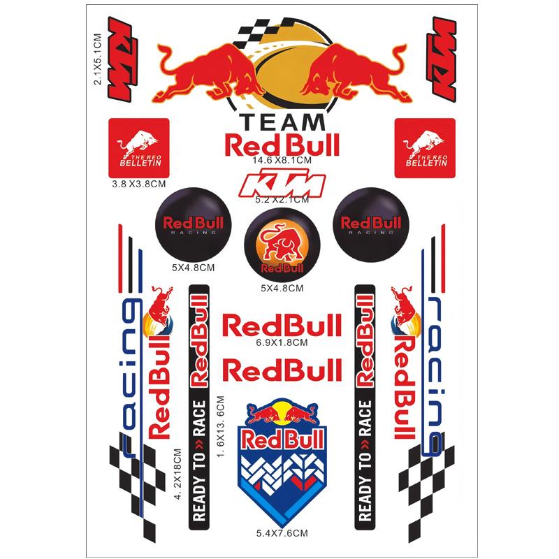 Motorcycle Stickers, Red Bull Events Sponsored Stickers, Plastic Helmet, Car Body, Homemade Decorative Waterproof Sunscreen Stickers Tank