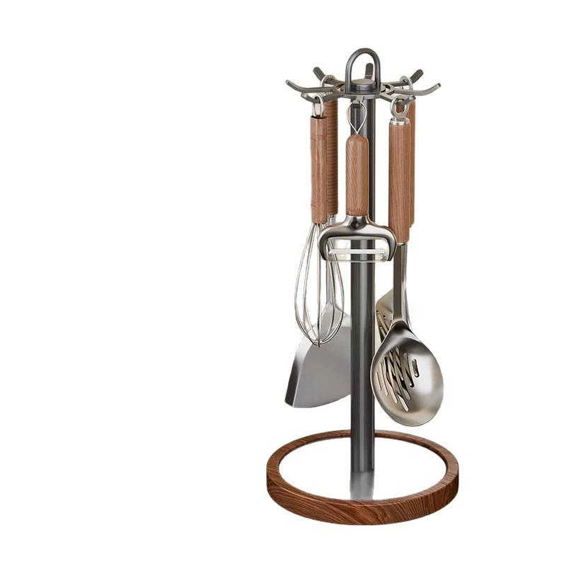 

Soporte giratorio para utensilios de cocina, organizador de herramientas de cocina con ganchos