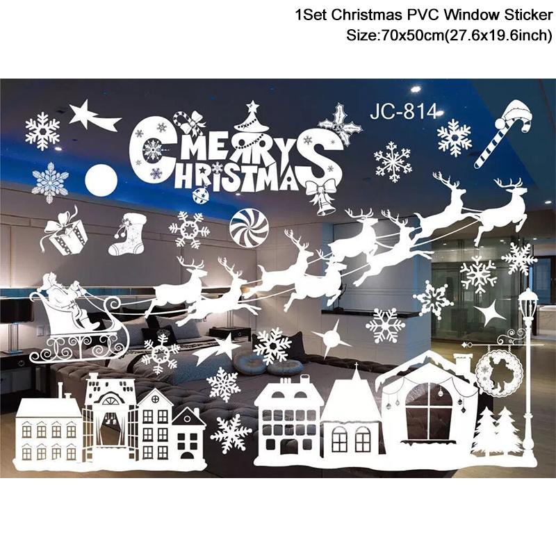 Christmas Window Stickers Santa Claus Snowflake DIY Wall Decal 2026 Christmas Decorations For Home New Year Ornaments Gift 2026