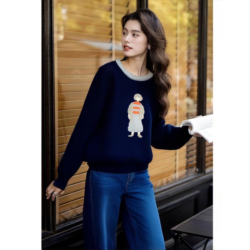 MOKANA Women's Urban Casual Playful Cartoon Long Sleeve Sweater MKNJD3073