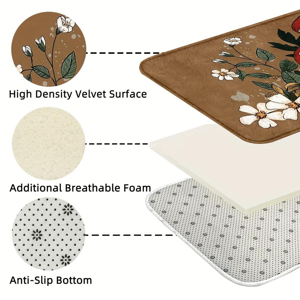 Uroczy dywanik grzybek Brązowy Odporny na zabrudzenia Mata podłogowa 2 szt. Dywanik kuchenny Wycieraczka Mata powitalna Dywan do salonu Dywanik do pokoju Dom