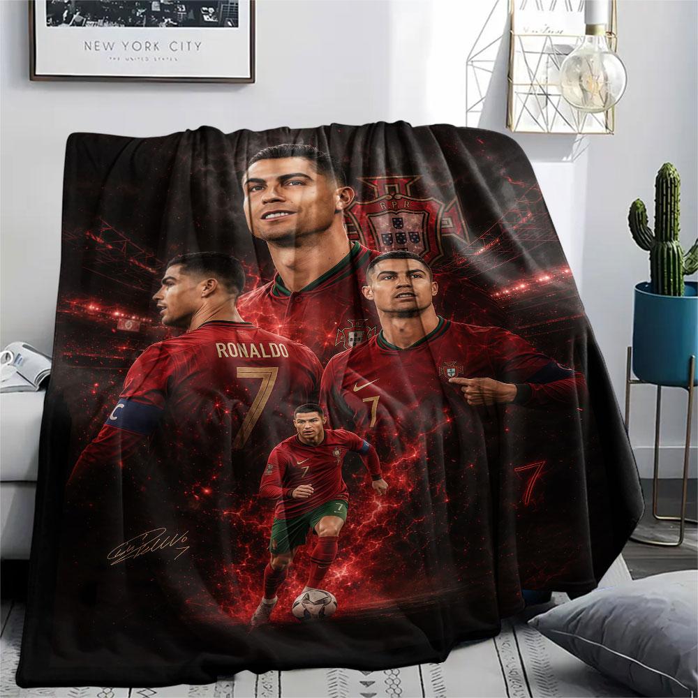 Cristiano Ronaldo Printed Flannel Blanket, Soft Throw for Bedroom Sofa, Washable,soccer Fan Merchandise, Great Gift.
