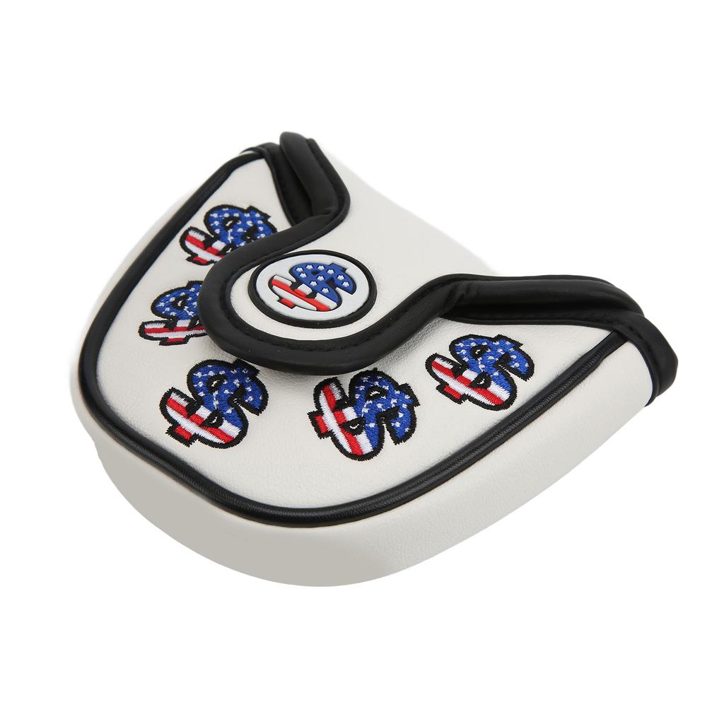 Golf Putter Head Covers PU Leather Waterproof Golf Club Headcover Protector with Magnetic ClosureWhite