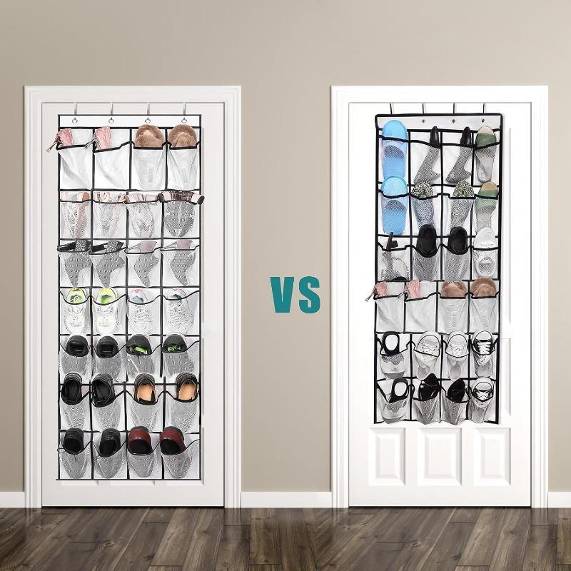 28 Taschen Über die Tür Schuh-Organizer Große Netztaschen mit 4 Haken Transparenter Stoff Schuhregal Aufbewahrungstasche für Schlafzimmer