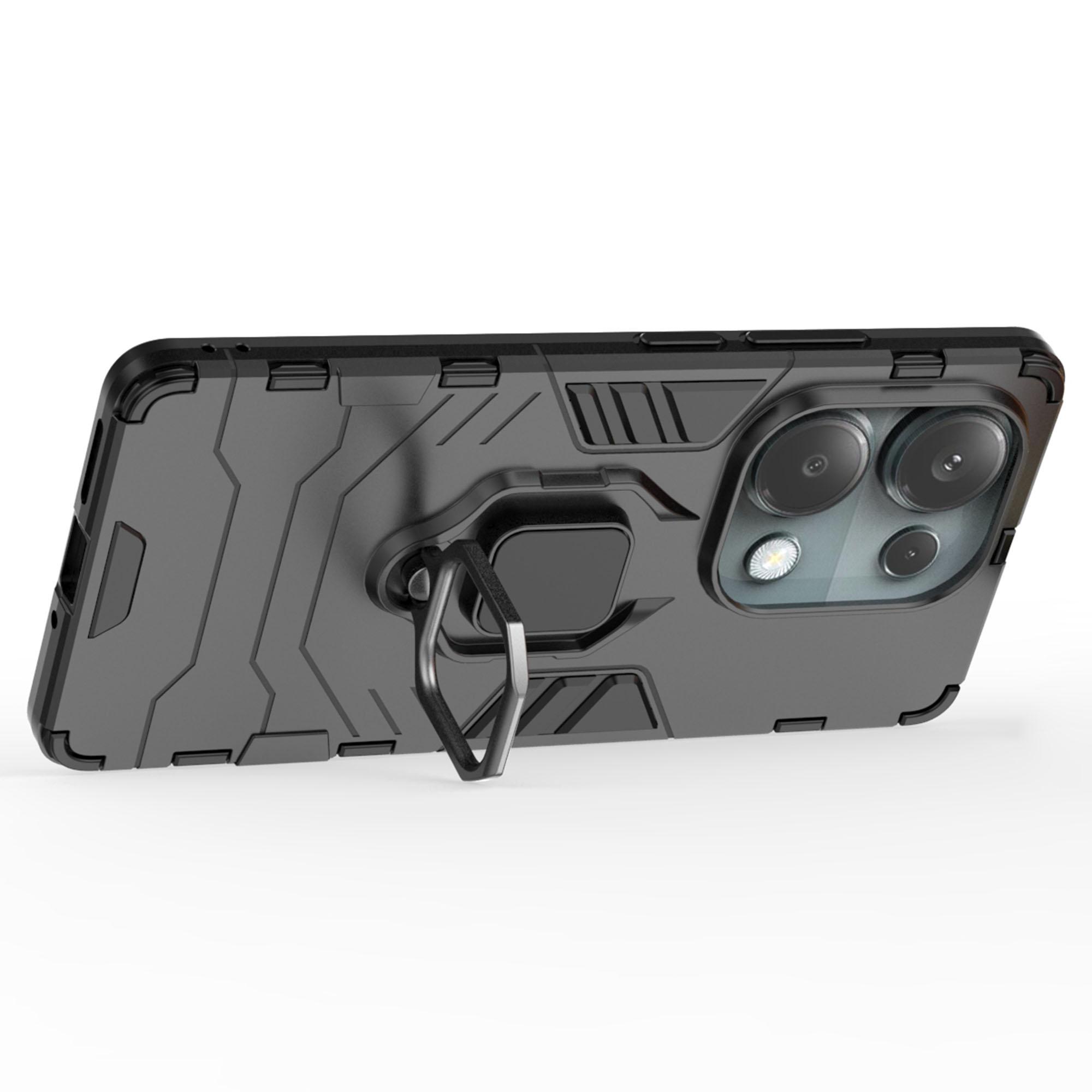 

For Xiaomi Redmi Note 13 Pro 4G/Poco M6 Pro 4G Case Anti-shock Kickstand Phone Protective Cover Black