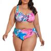 Costume da bagno donna taglie forti con stampa floreale a vita alta 2 pezzi/set bikini regolabile con spalline sottili per le vacanze