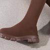 Fashion Casual Stretch Sock Boots Winter Fashion Knitted Knee High Women's Boots Thick Bottom Round Toe Long Boot Slim Shoes for Women