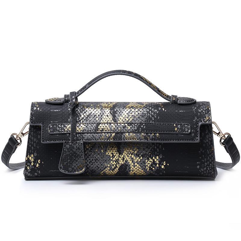 2025 European & American Snake Print PU Clutch: High-Quality Fashion Handbag, Shoulder, Crossbody Bag for Women
