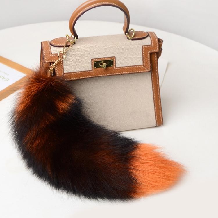 Gradient Foxes Furs Tail Pendant Keychain Keys Holder for Purse Bag Decoration