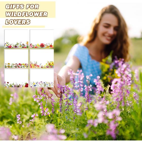 Janlaugh 12 Pads Wildflower Sticky Notes Summer Sticky Memo Pads Self Stick Flower Office Supplies Wildflower Party Favors Adhesive Notepad for