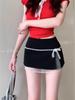 Women's High Waist Bow Lace Midi Skirt - Sexy A-Line Bodycon for Summer