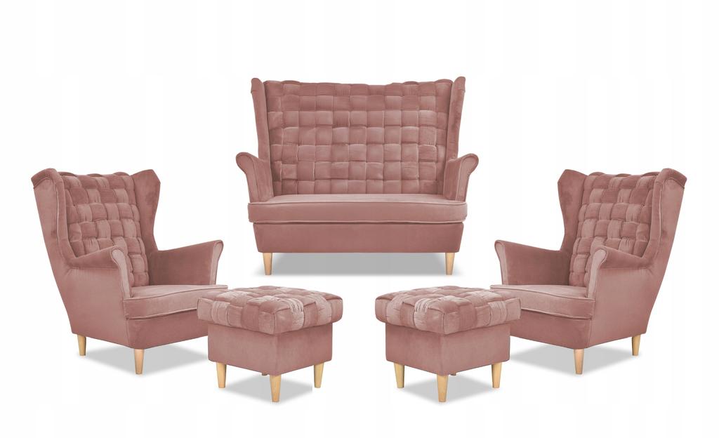 Carol Lounge Set Sofa Armchairs Pouffes Stripes Family Furniture Pink