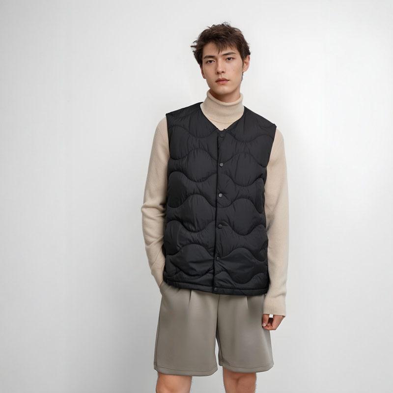 Down men's vest collarless light down jacket liner vest fattened plus size inside and outside wear middle-aged and elderly father clothing