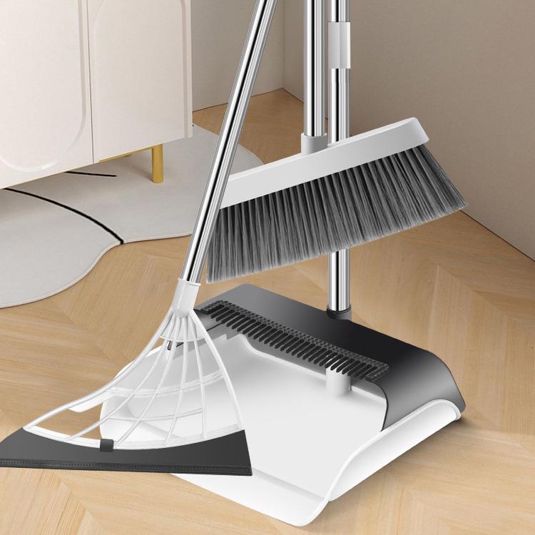 

Набор из метлы и совка для мусора: Мягкая щетина, конструкция двойного назначения с очищающими зубцами для влажной и сухой уборки