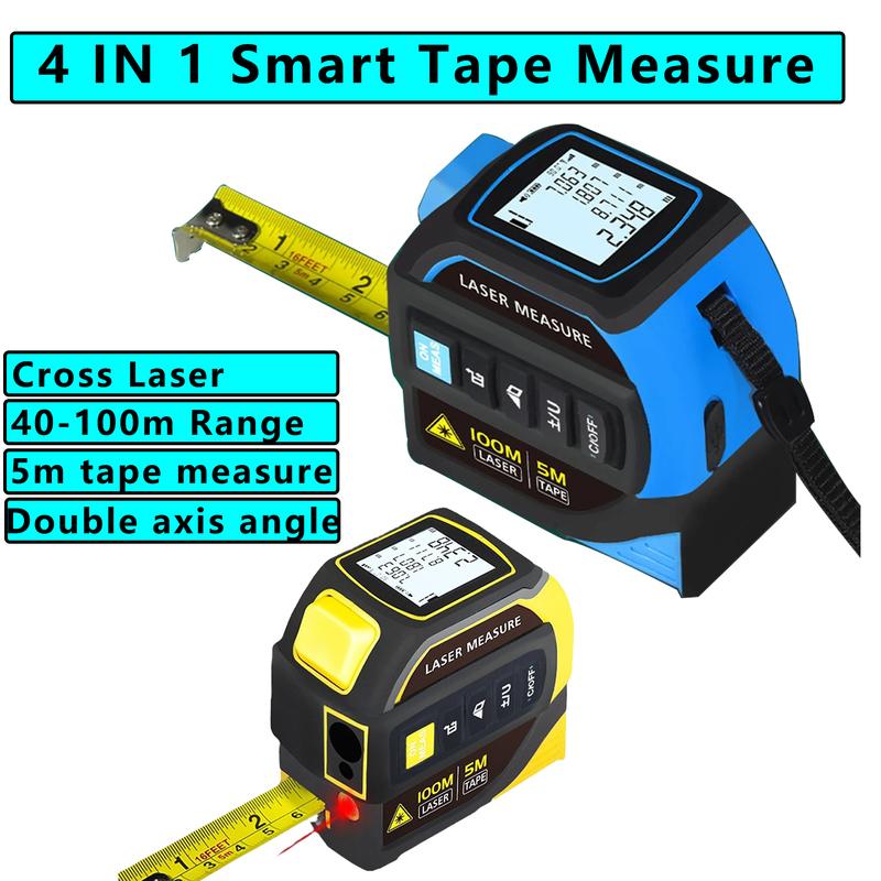 Portable Laser Tape Measure 4 In 1 Digital Tape Measure High Precision Laser Rangefinder Steel Tape Measure High Elasticity Tool