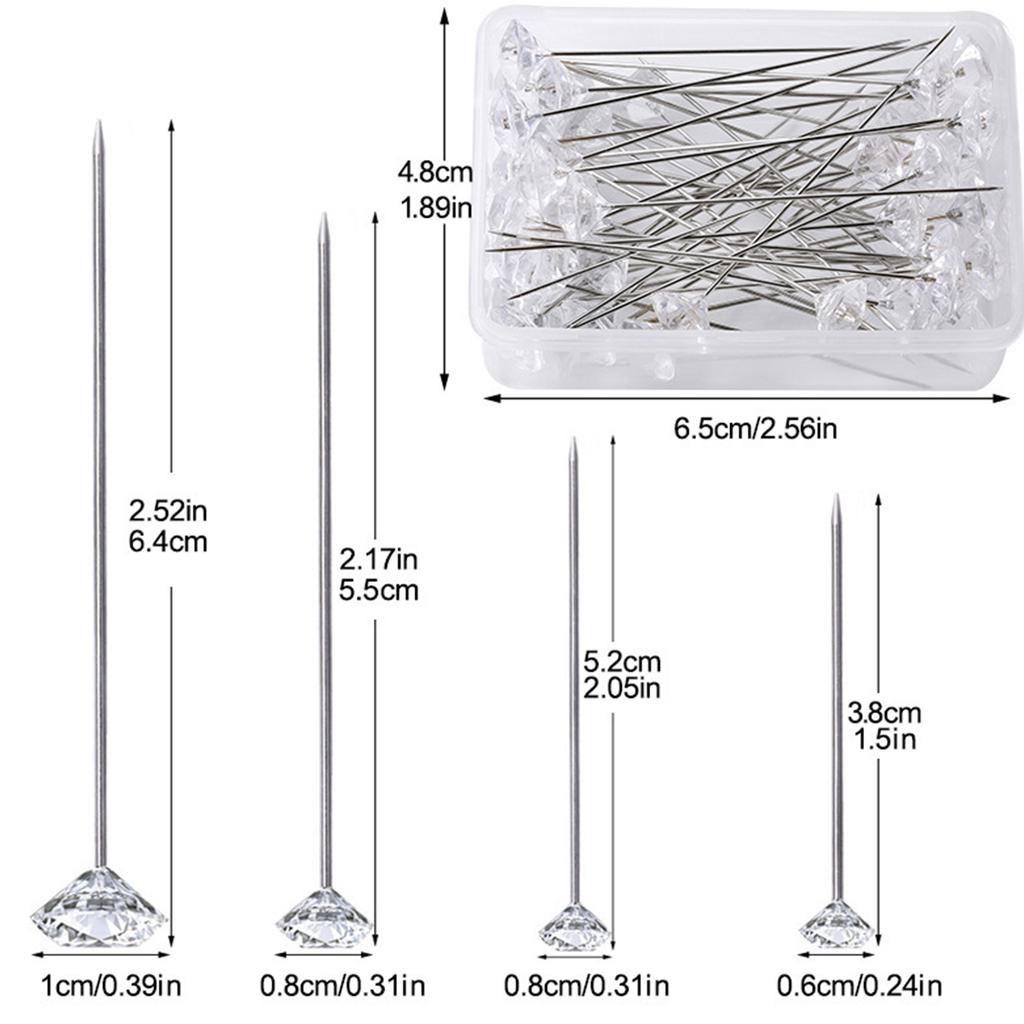 50/100Pieces Diamond-shape Push Pins Crystal Map Pins Clear Pushpin for Cork Board Clear Sewing Pins for Fabric Sewing