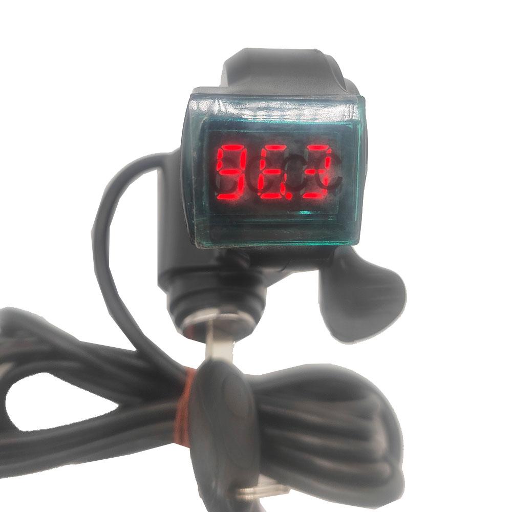 Electric Bicycle/Scooter/E-bike Thumb Throttle with Lock Key Battery Power LED Display 12V 24V 36V 48V 60V 72V 84V 96V 12V-96V Red
