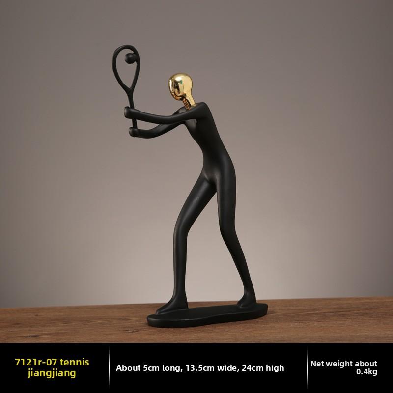Schwarz Modern Abstrakt Harz Radfahrer Radfahrer Ornamente Statue Athlet Figur Tennis Kunst Büro Zimmer Miniatur Dekoration
