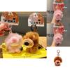Cute Pink And Brown Sitting Position Nien Lion Plush Toy Pendant For Gift And Collection