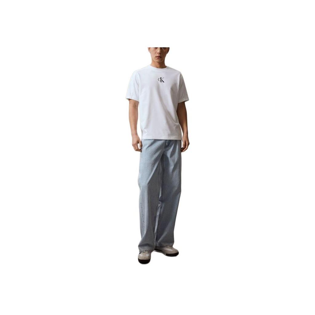 Calvin Klein Minimalist Printed Casual Crew Neck Short Sleeve T-Shirt Men Tops Moonlight-White J325362-YAF