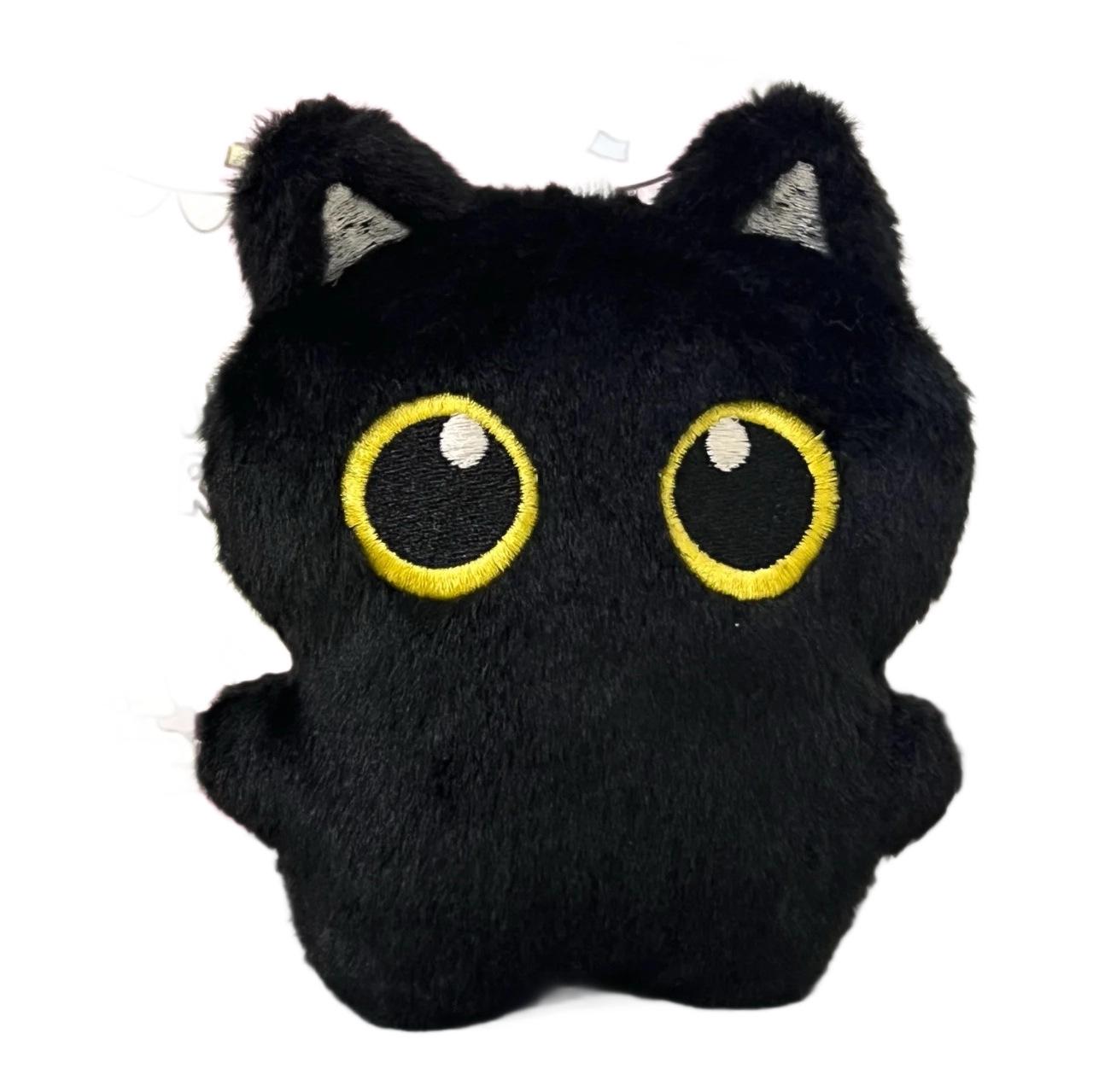 Плюшевый пищащий брелок в виде черноглазого черного кота - Милый шарм для сумки