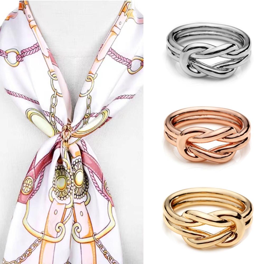 1pcs Women Shawl Ring Clip Scarves Fastener Silk Scarf Buckle Holder Hollow Brooches Wedding Jewelry Female Clothing Accessories