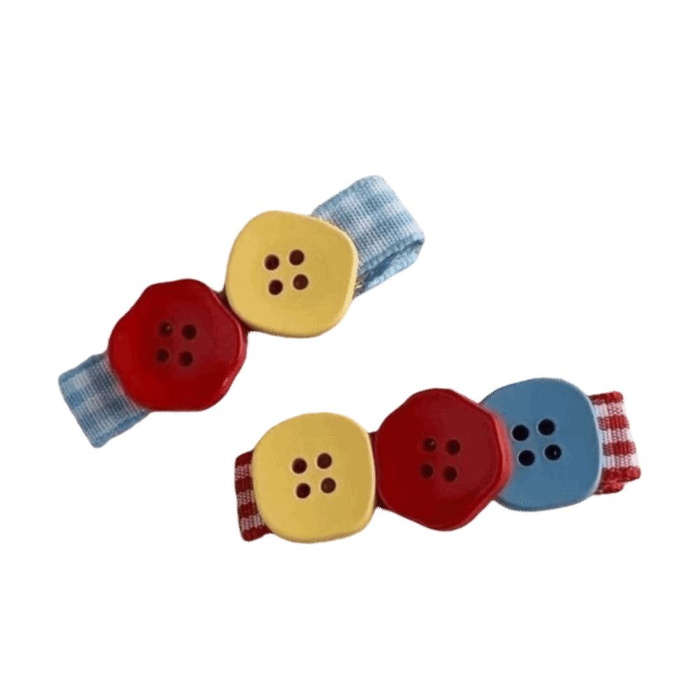 2 pcs/set Color Block Duckbill Clips Resin Bangs Clip Vintage Button Hair Clips Gift 2 PCS