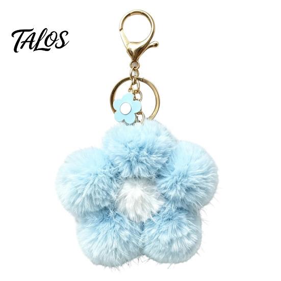 Fluffy Flower Bag Charm Plush Keychain for Backpack, Fuzzy Floral Keyring Ornament Charm, Women Girls Handbags Decorative Accessory Backpack