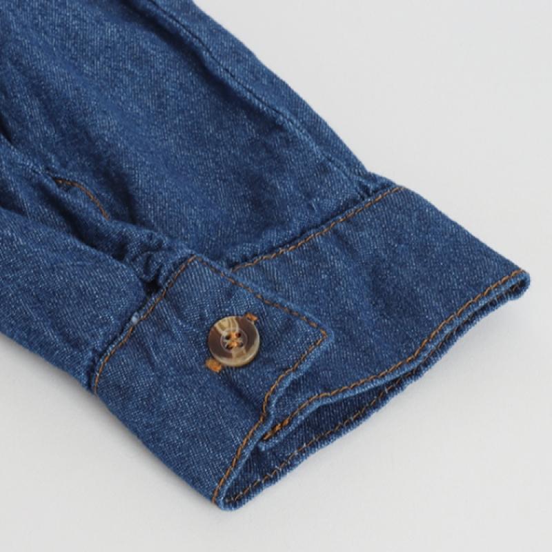 Shop   Women Denim Collar Long DreSs St Flare Dark Blue Ss Wdr 7848