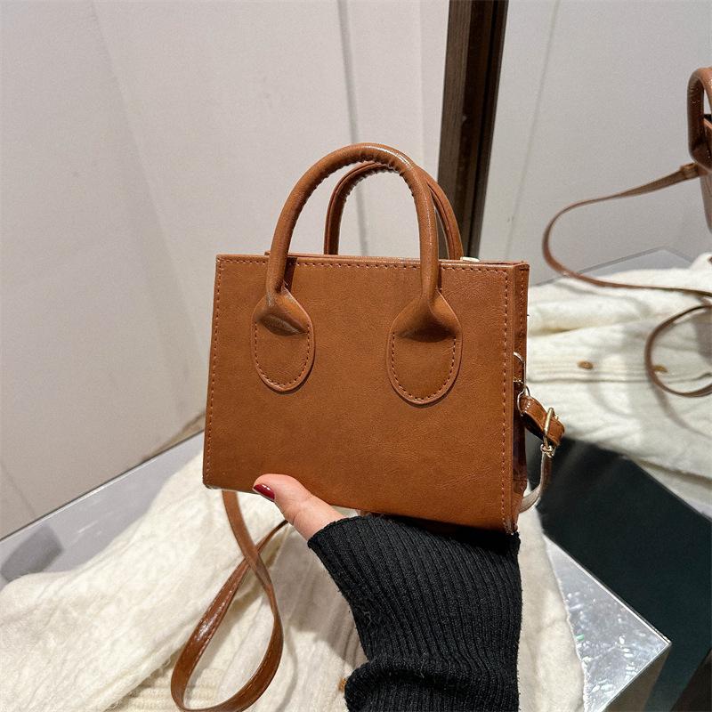 

Винтажная квадратная сумка кроссбоди с текстурой 2023 - Универсальная женская сумка на плечо светло-коричневого