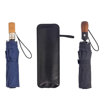 Funda de cuero sintético negro para paraguas, funda portátil impermeable para guardar paraguas, funda de bolsillo para paraguas portátil