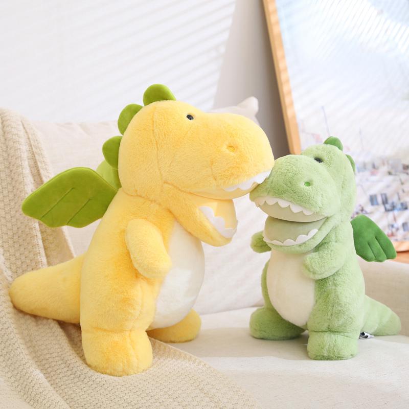 Happy Sitting Dinosaur Plush Toy Green Yellow Plushies Doll Sofa Cushion Nap Pillow Soft Cute Soft Kids Toys Gifts Home Decor
