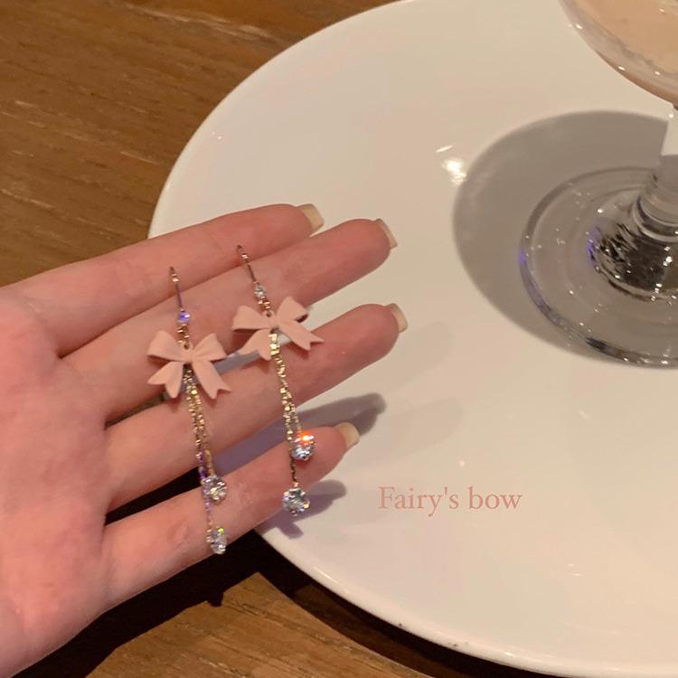 Tassel Bow Earrings: Trendy High-End Design for Women 2024